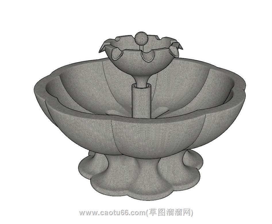欧式喷泉水钵SU模型