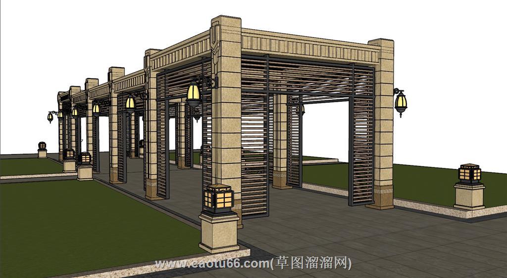 欧式景观廊架SU模型