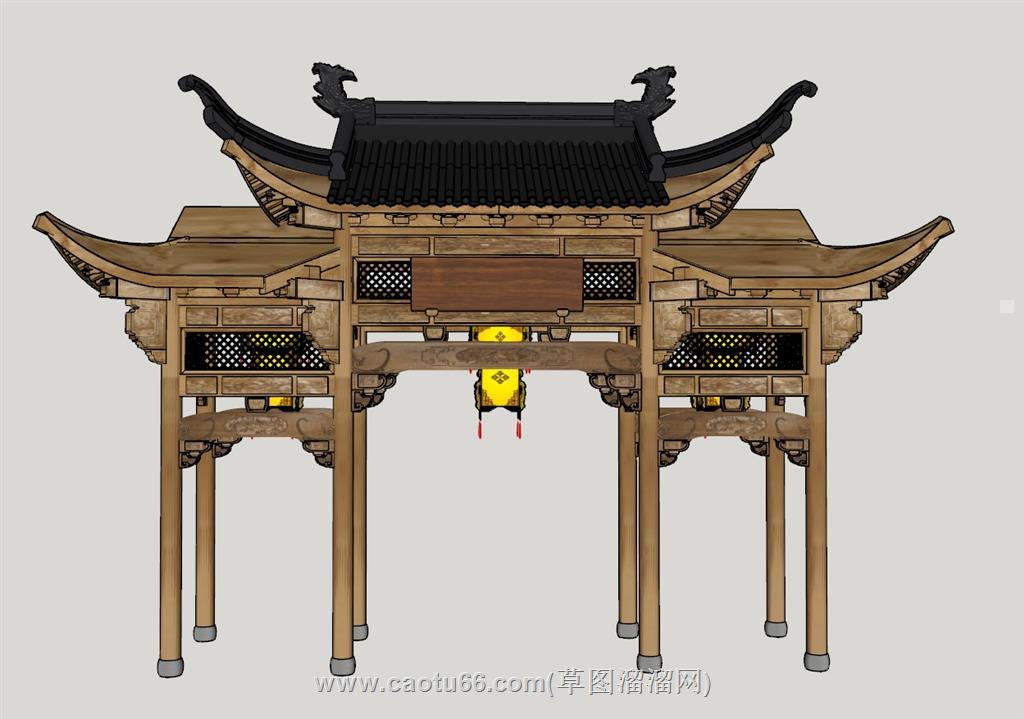 门楼牌坊SU模型