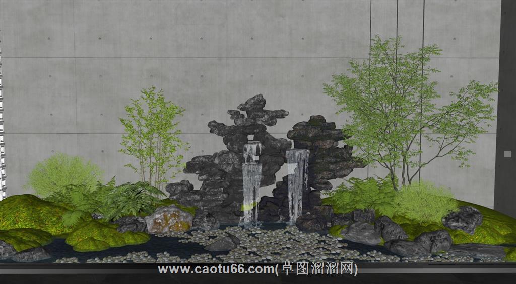 庭院景观假山SU模型