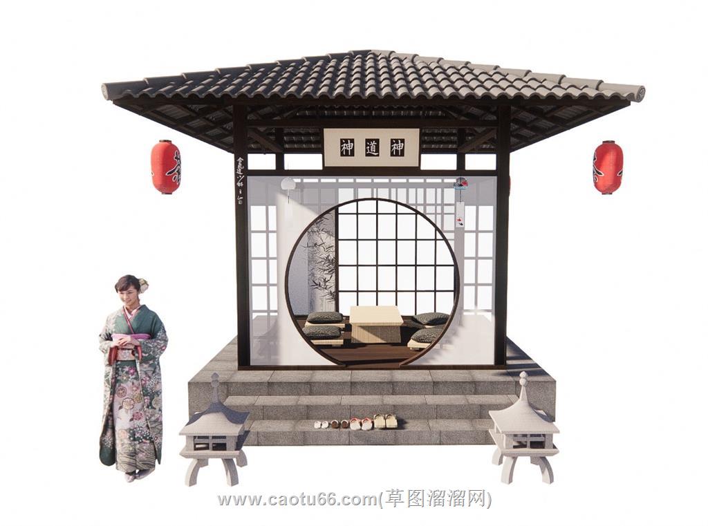 日式亭子茶亭SU模型