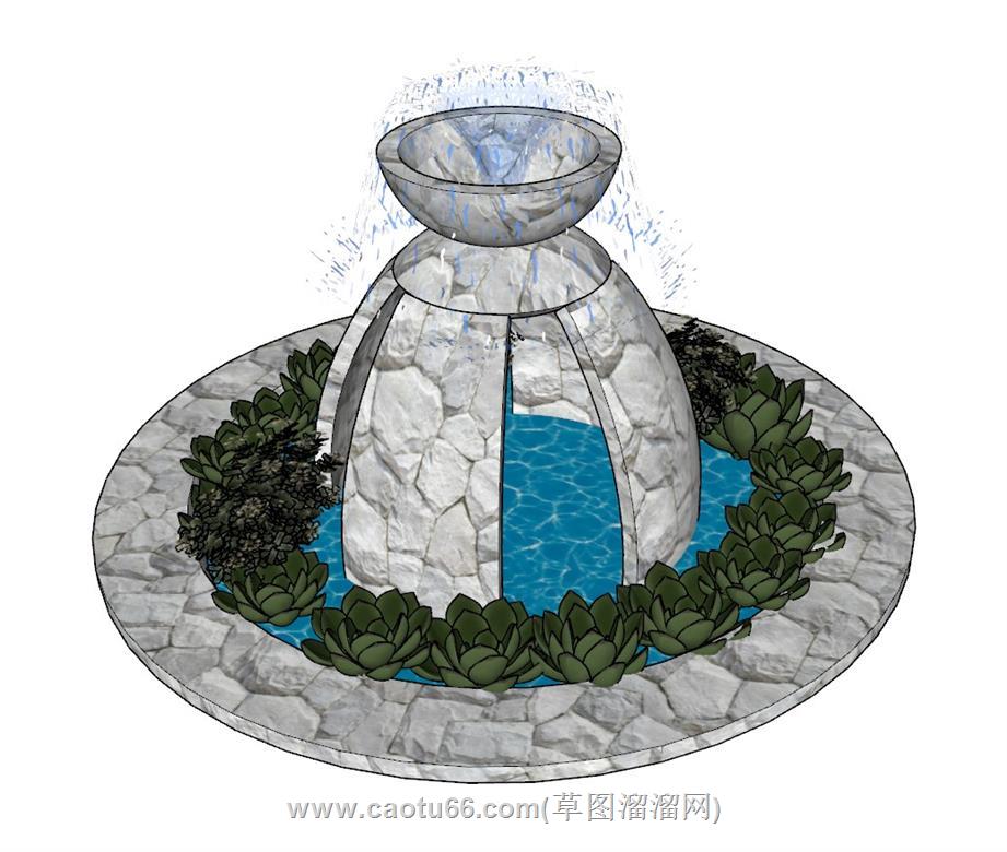 喷泉水景SU模型