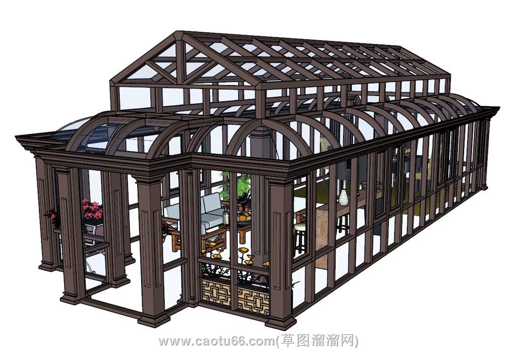 阳光房玻璃房SU模型