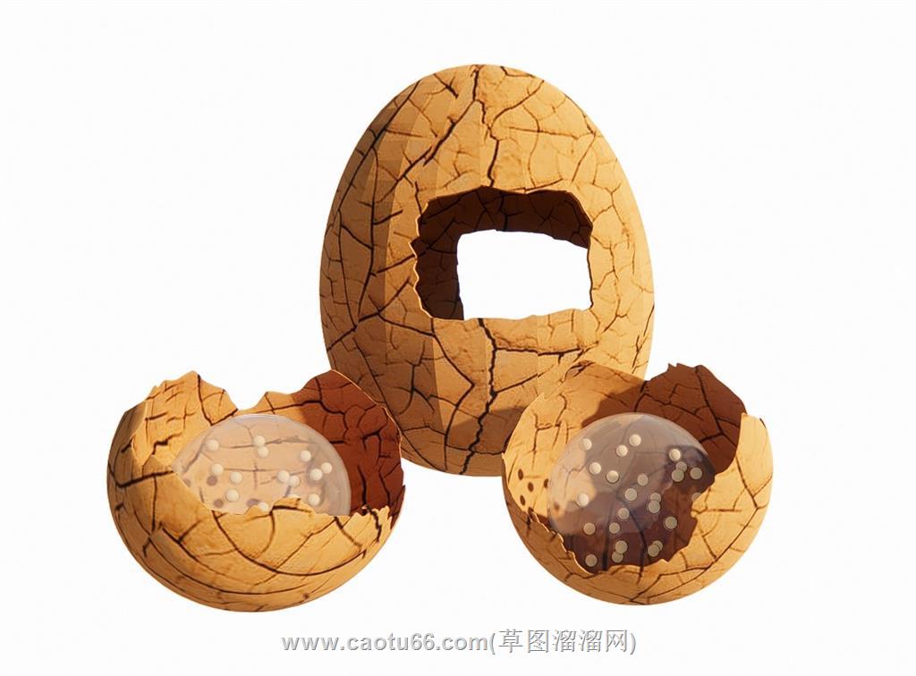 鸡蛋蛋壳雕塑SU模型