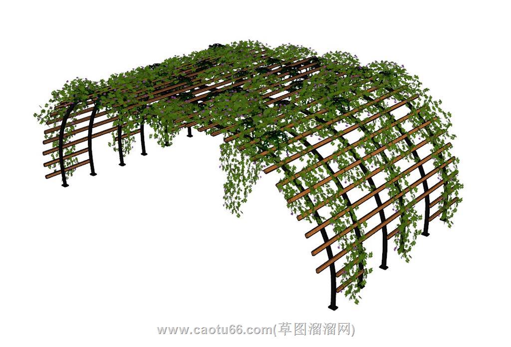 竹制廊架SU模型