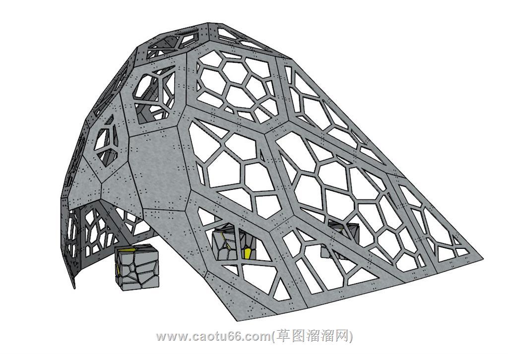 金属镂空廊架SU模型
