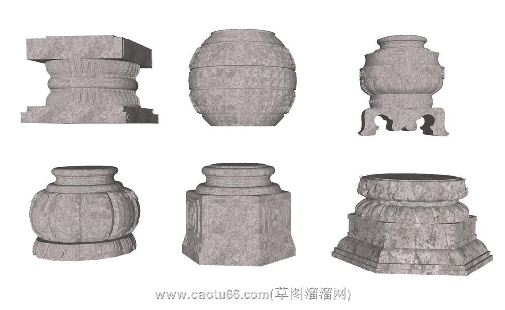 柱础石墩SU模型