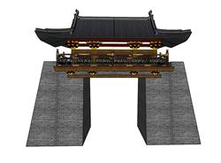 中式城门城楼SU模型