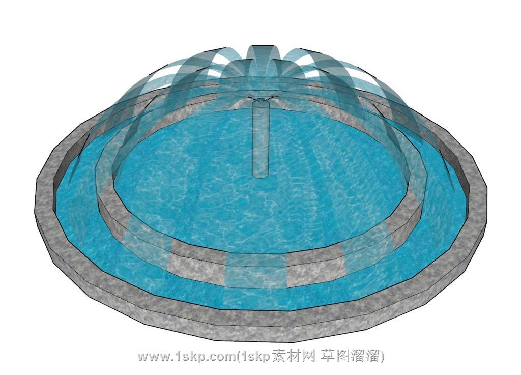 喷泉水池SU模型