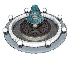 喷泉水池景观SU模型
