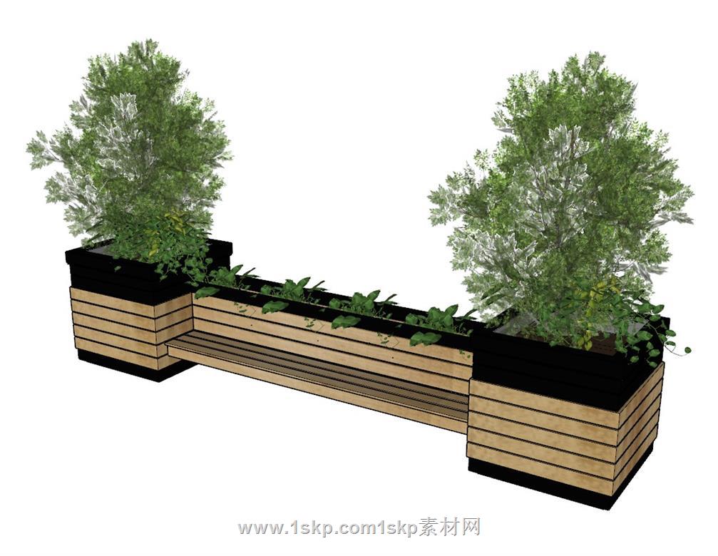 花箱长凳座椅SU模型