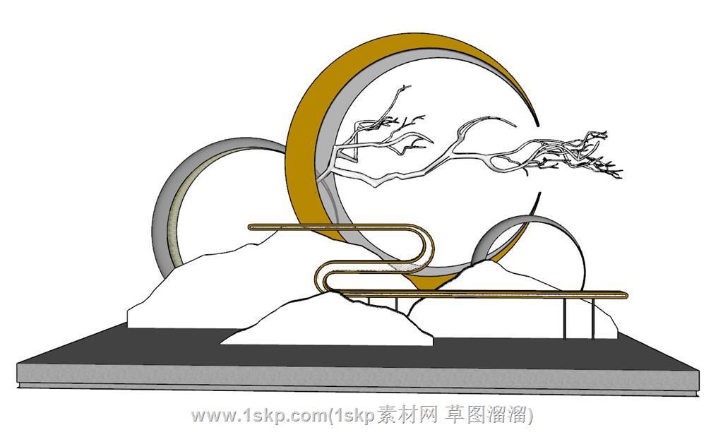 月亮月牙雕塑SU模型