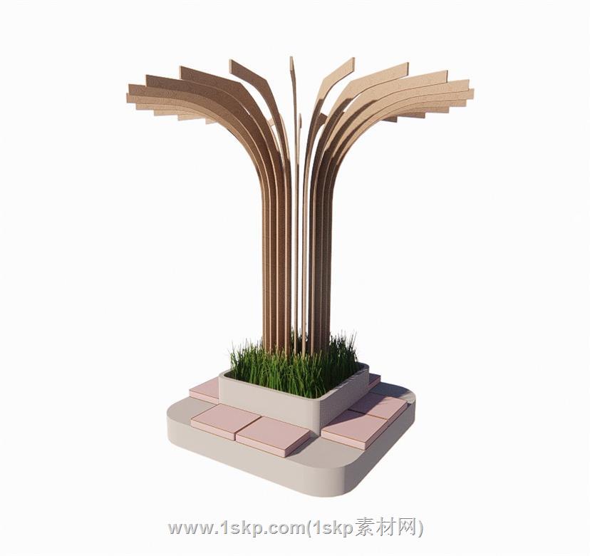 景观廊架座椅SU模型