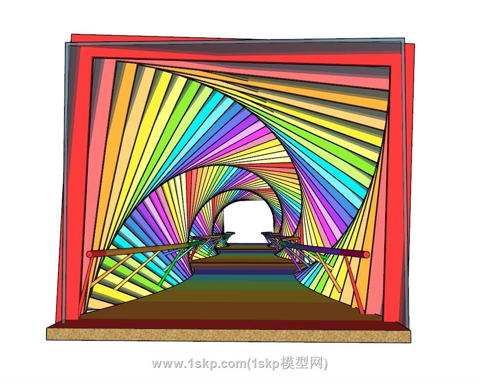 彩色廊架SU模型