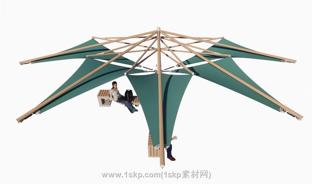 休闲廊架座椅SU模型