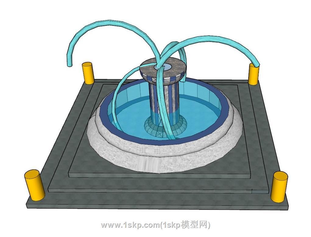 喷泉水池景观SU模型