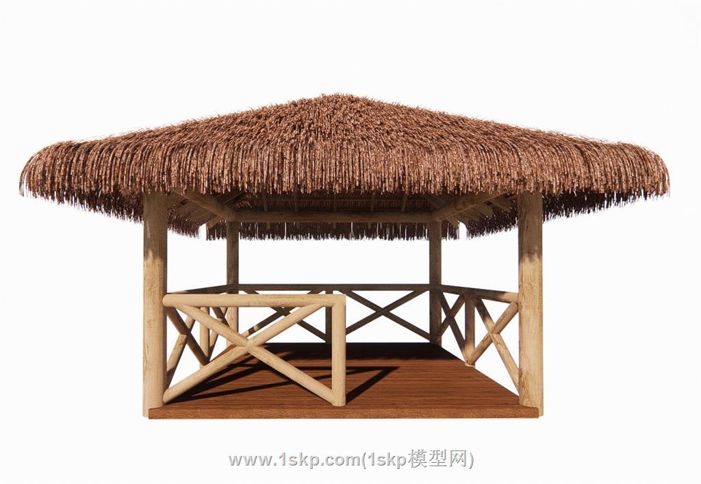茅草亭亭子SU模型