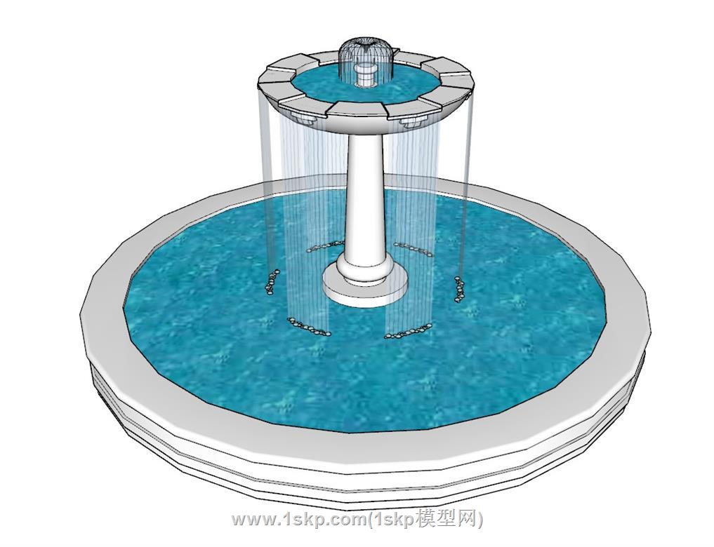 喷泉水池景观SU模型