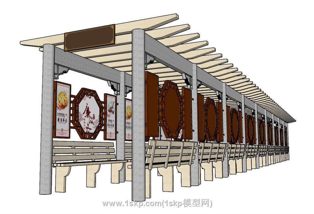 文化长廊SU模型