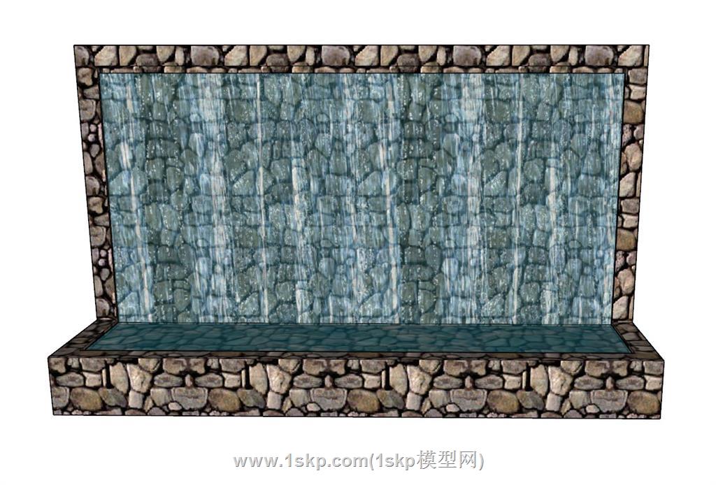 流水景墙SU模型