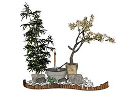 园艺景观惊鹿小品SU模型