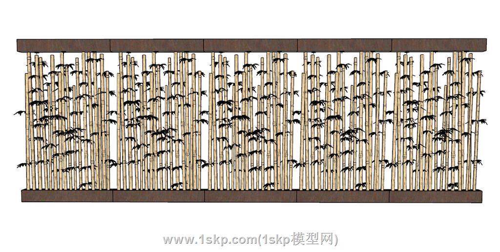 竹子景墙SU模型