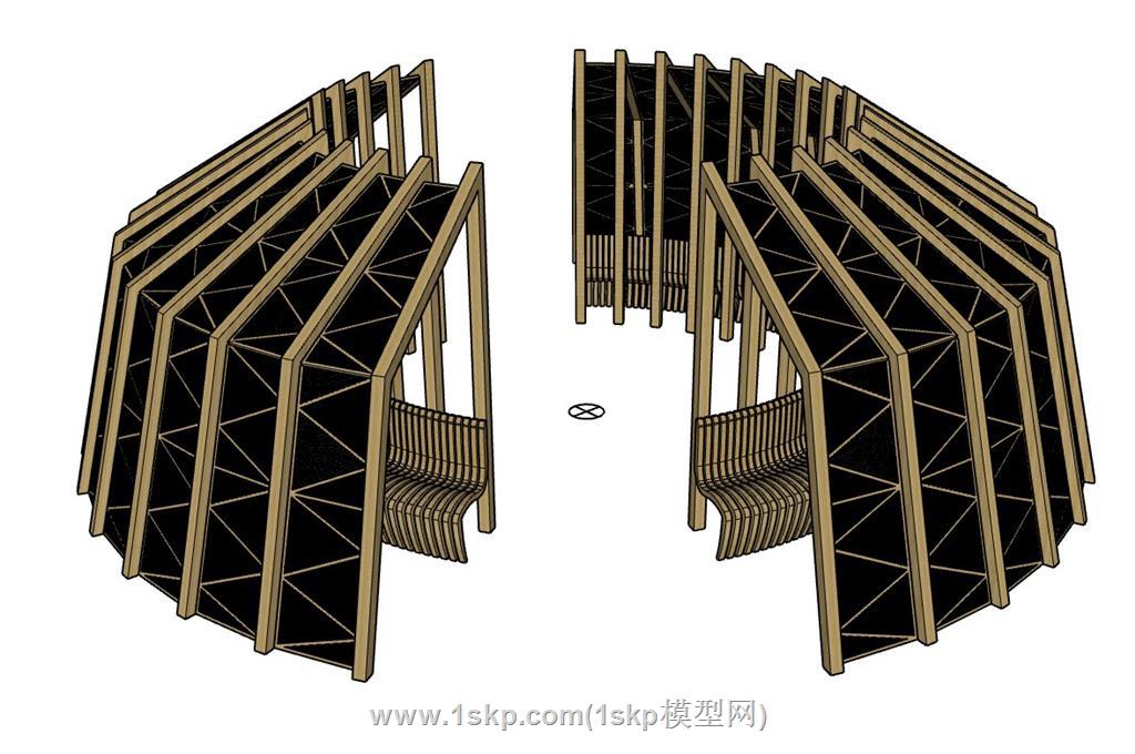 廊架SU模型
