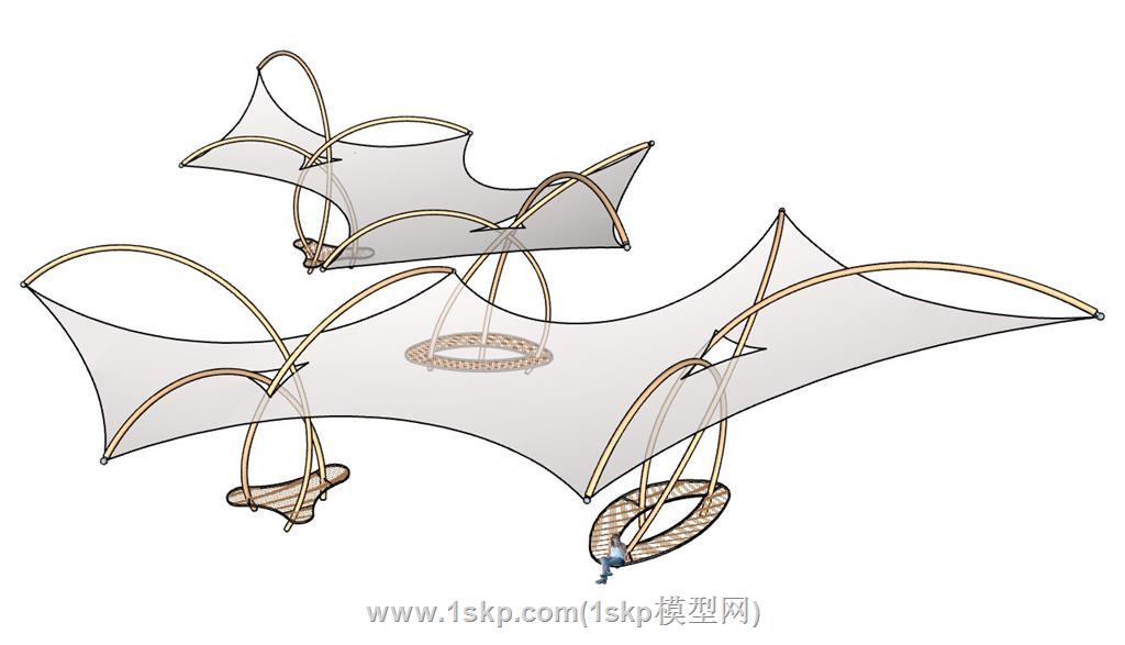 张拉膜景观座椅SU模型