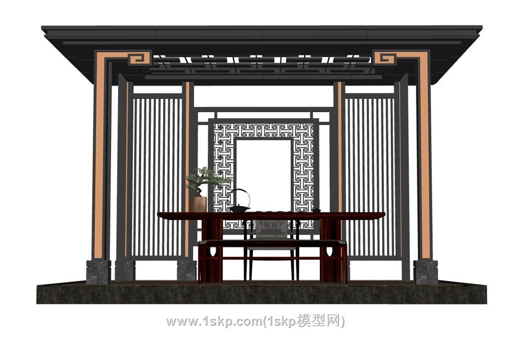 新中式茶亭SU模型
