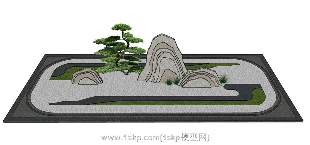 日式枯山水景观SU模型