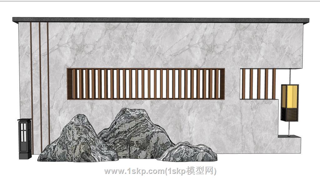 中式景墙SU模型
