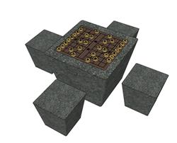 象棋棋盘石桌SU模型