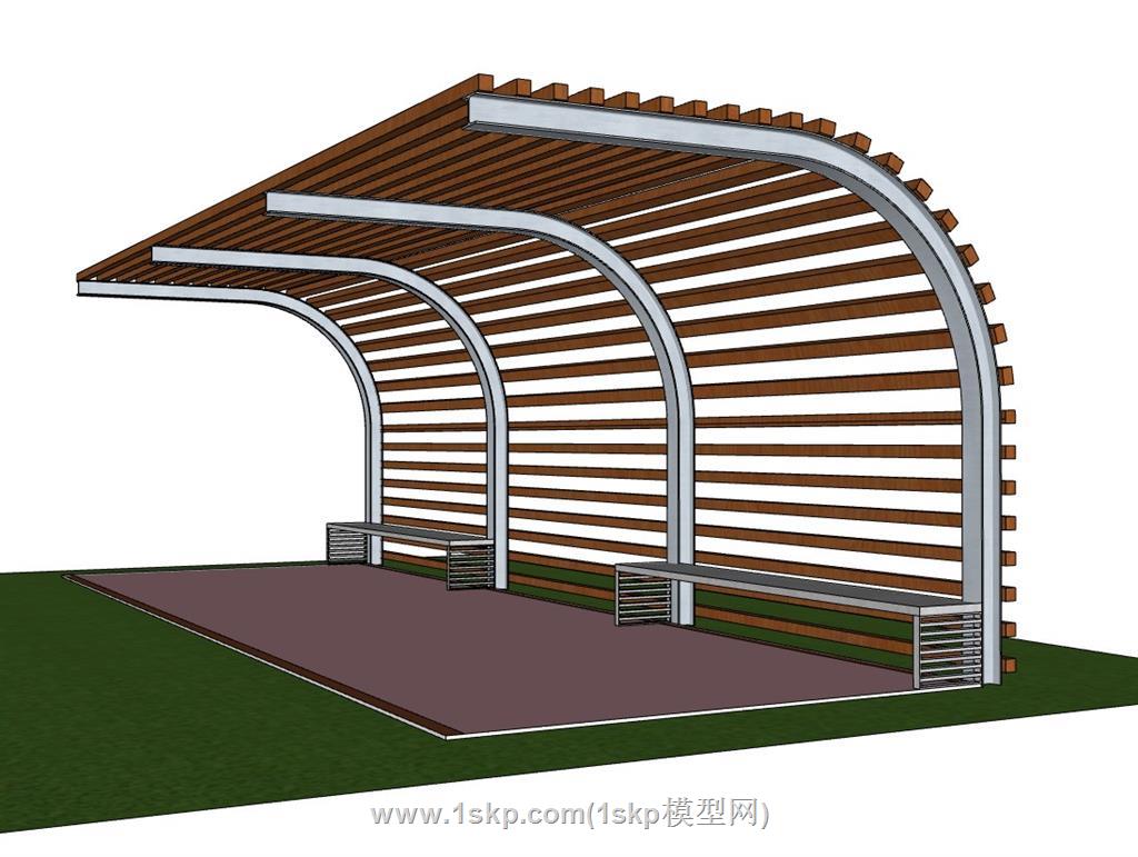 廊架座椅SU模型