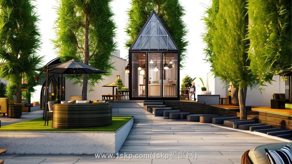 阳光房咖啡屋SU模型