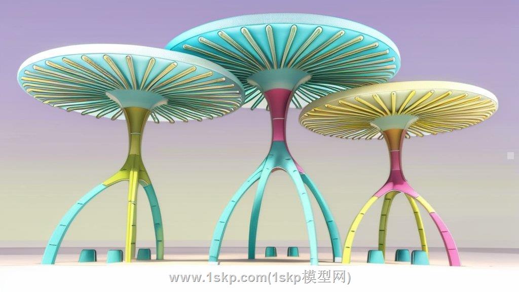 抽象廊架景观SU模型