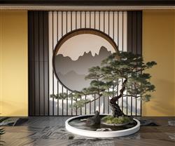 新中式松树景观SU模型