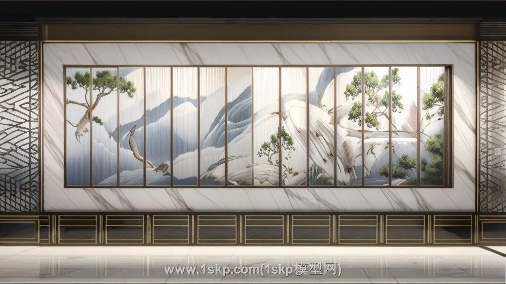 新中式景墙SU模型