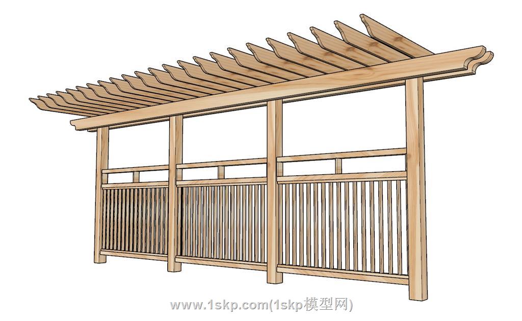 单臂廊架SU模型