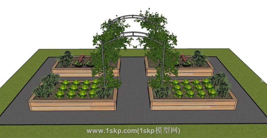 菜园子菜地铁艺拱门SU模型