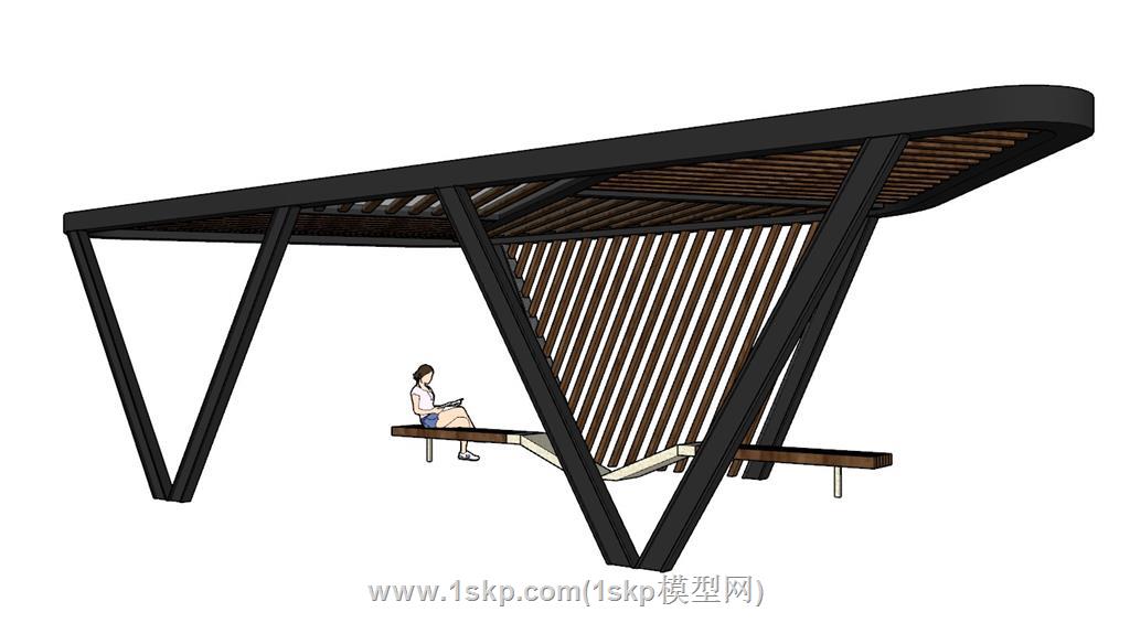 休闲廊架SU模型