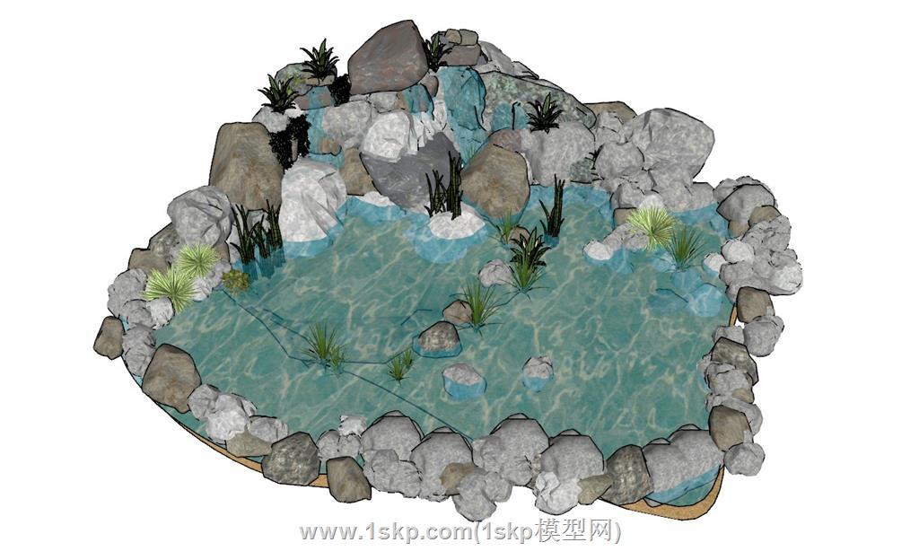 水池造景景观SU模型