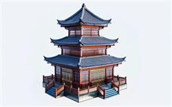 少数民族侗族塔楼建筑SU模型