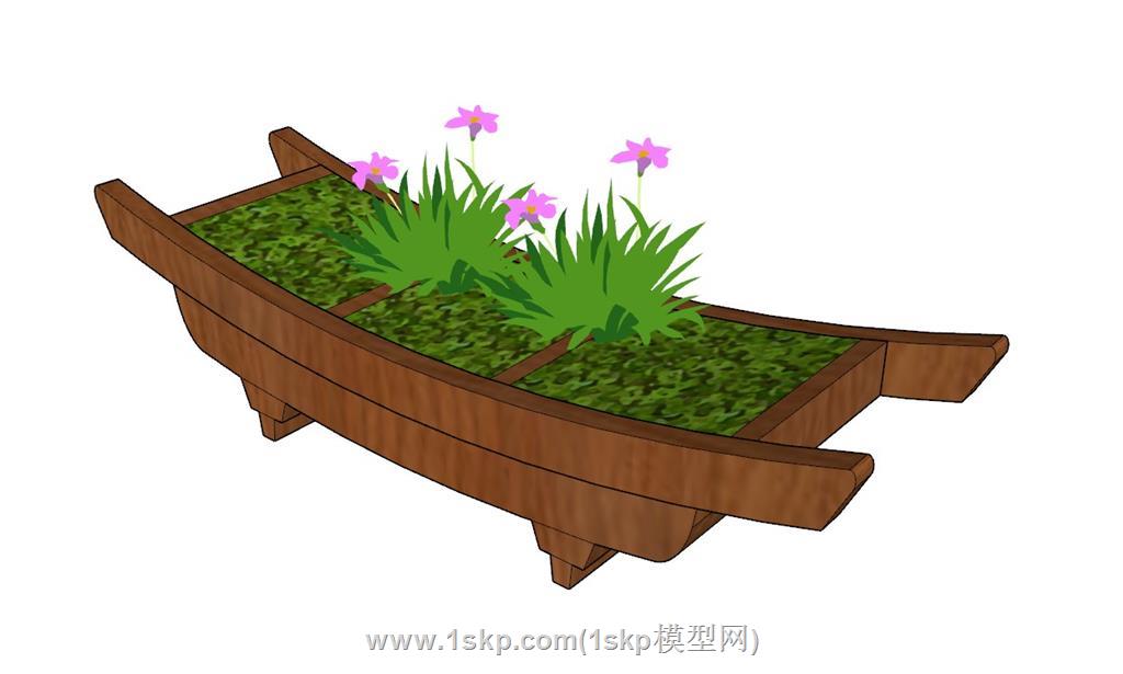 木质花箱SU模型