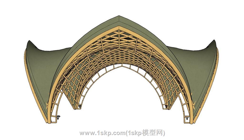 竹制廊架SU模型