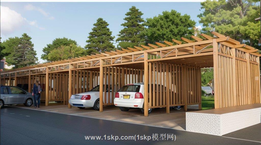 停车棚蔓藤SU模型