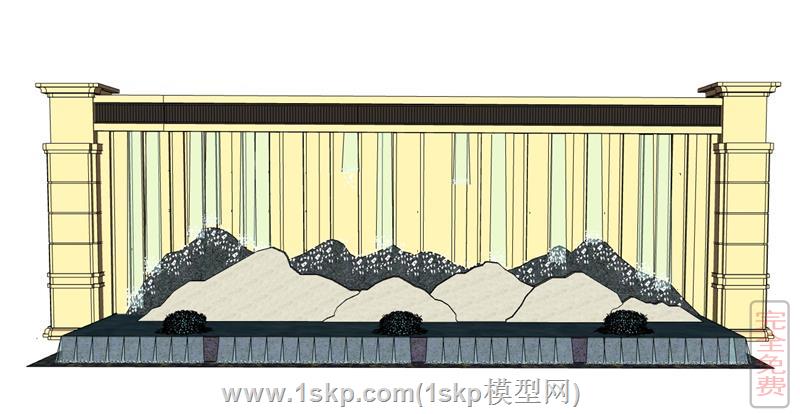 中式片石假山景墙