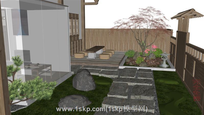 日式茶室的庭院景观