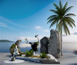 椰树枯山水禅意景观小品