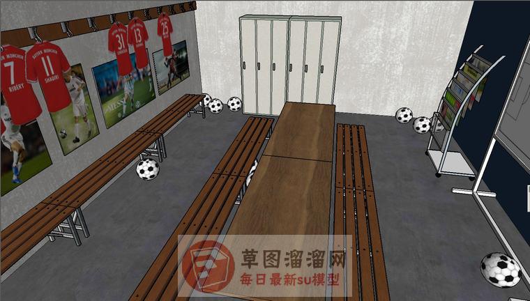 足球休息室换衣室SU模型