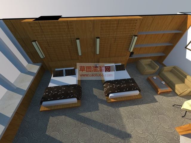 公寓式酒店双人间SU模型